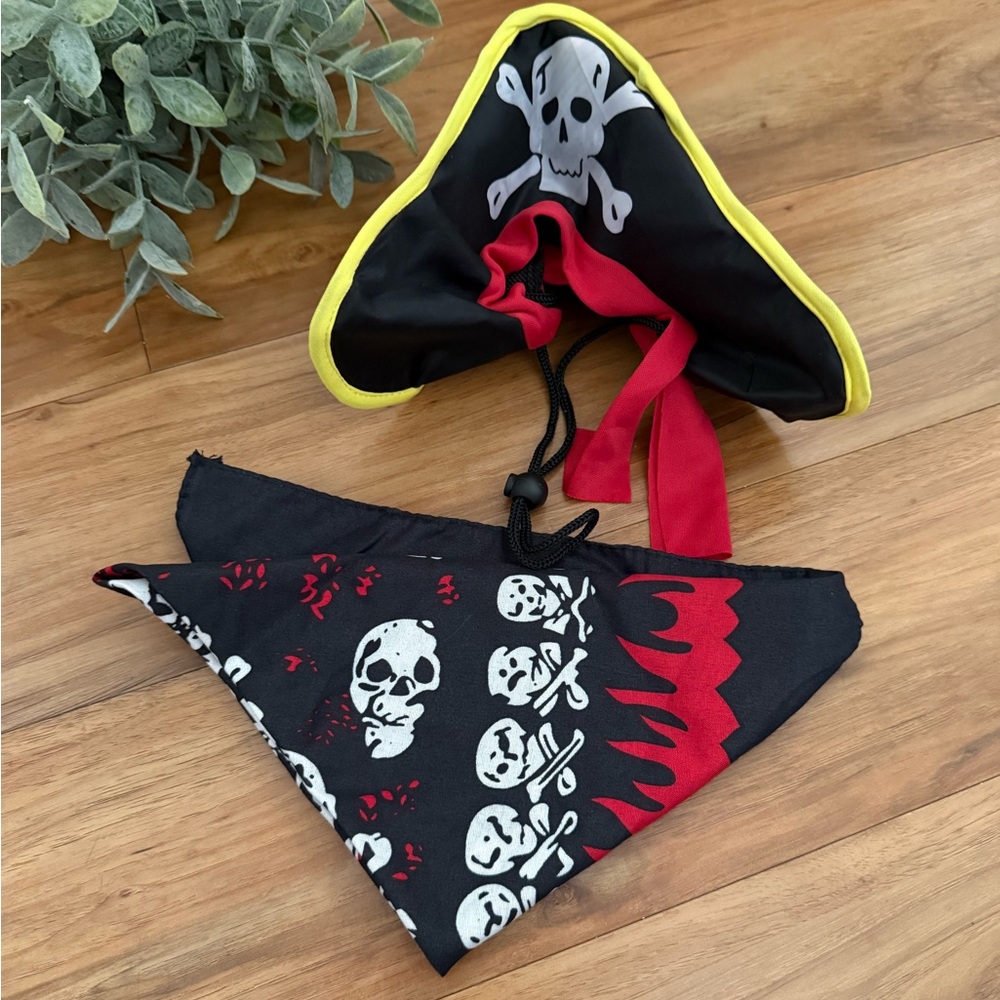 ~New Pirate Skull Bandana and Hat Set~